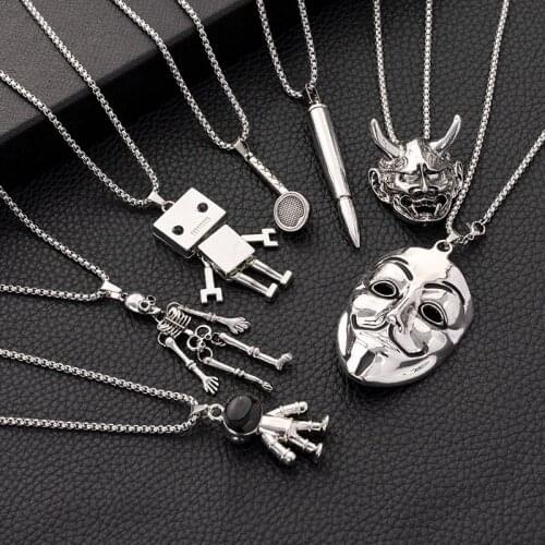 Titanium Steel Chain Trendy Skull Women Unisex Jewelry New Punk Bear Necklaces Men Gifts wholesale