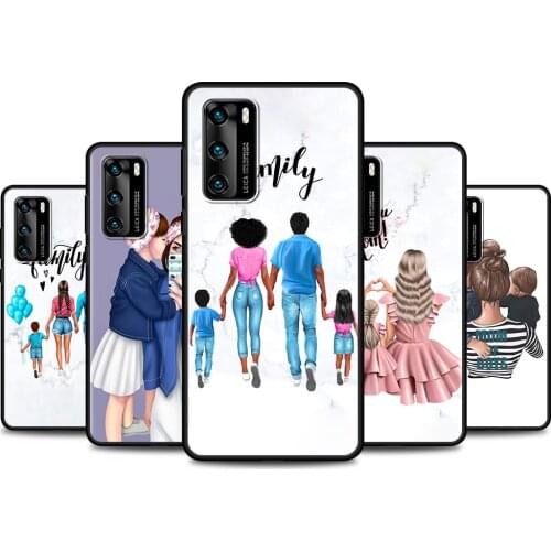 Case For Huawei P40 P30 P20 Pro P10 Lite Cover for huawei P Smart Z Y9a Y7a Y7 Shell para Baby Mother Brown Little Girl Family