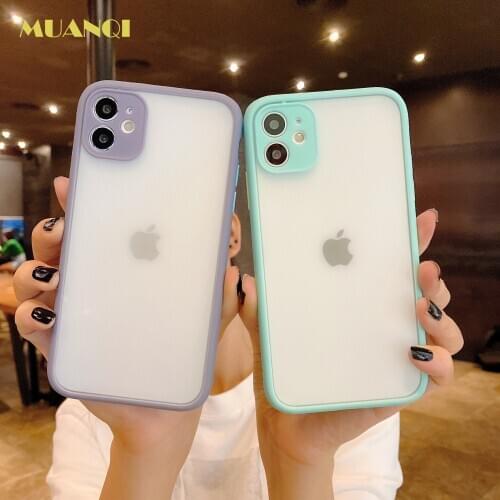 Camera Protection Bumper Phone Case For iPhone 12 11 Pro Max XR Xs Max 8 7 6S Plus Matte Translucent Shockproof Back Clear Cover