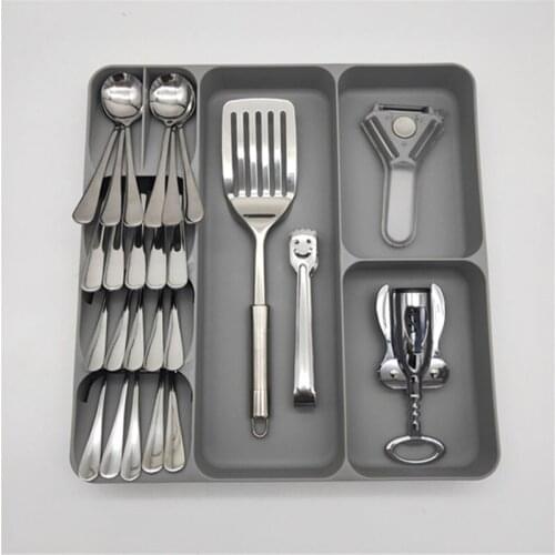 Kitchen Tableware Storage Tray Spoon Fork and Knife Container Drawer Tray Cutlery Separator Storage Box Storage Accessories
