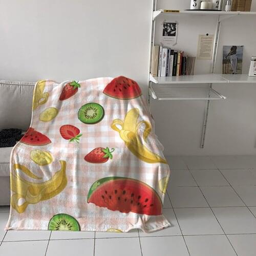 Fruit Watermelon Lemon Strawberry Throw Blanket for Sofa Warm Blanket on Bed Home Bedspread Travel Fleece Blanket