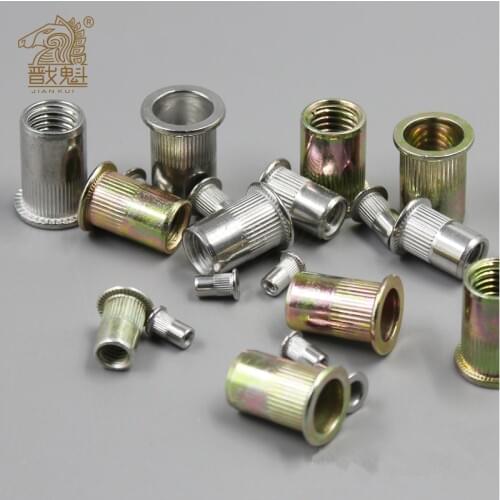 2-30pcs flat head rivet nut stainless steel m3 m4 m5 m6 m8 m10 m12 rivnut zinc plated cap rivet threaded nut