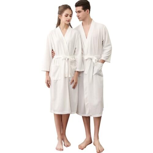 Spring Summer Breathable Kimono Robe Bathrobe Womens Robe Cotton Robes Night Grown Plus Size 3XL Men Sleepwear Nightgown Couple