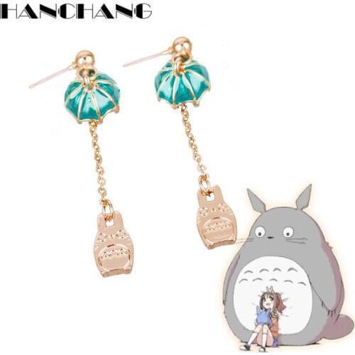 HANCHANG Cartoon Jewelry earing My Neighbor Totoro Tassel Earrings for Women Drop Earrings oorbellen