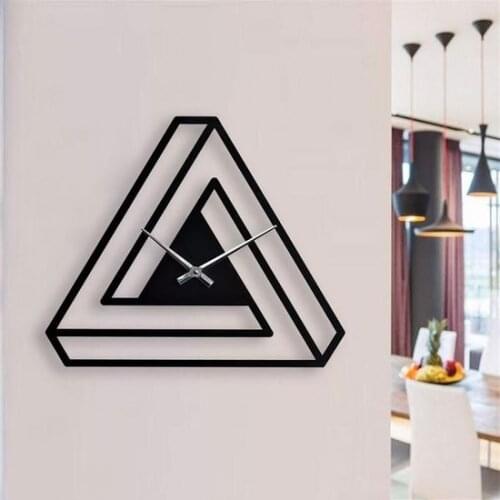 HLO 2021 Home Decoration Triangle Wooden Wall Clock Quality Material Stylish Living Room New Modern Horloge Murale Silent Model