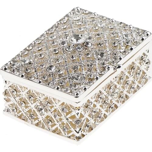 Crystal Rectangle Trinket Box, Jewelry Storage Gift Box for Necklace Earrings