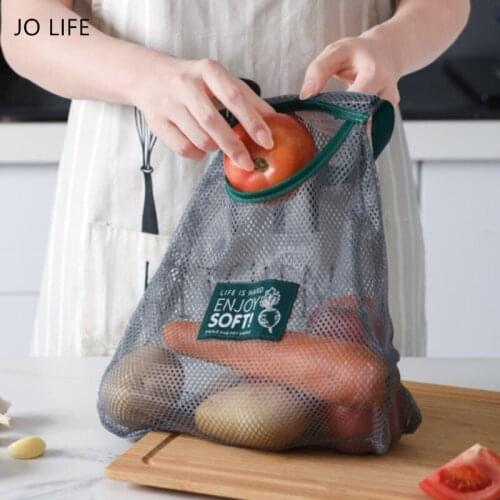 JO LIFE Kitchen Vegetable Onion Potato Storage Hanging Bag Hollow Breathable Mesh Bag Reusable Ecology Shopping Tote Bag