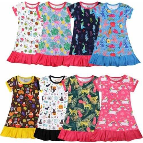 Summer Girls Sleeping Dress Kids Cartoon Printing 3D Vestido Pijama Princess Girls Nightgowns for 1-10Years