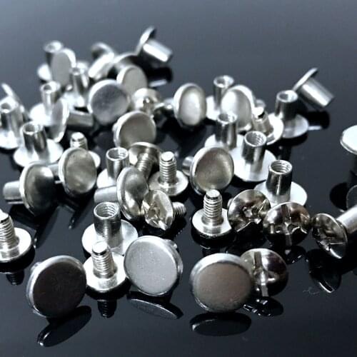 Hot Sell 100Sets 8X7MM Silver Round Flat Spikes Metal Studs Rivets Screwback Spots Cone Leather Craft Spikes Fit For DIY Making