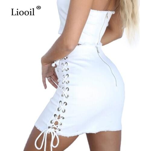 Женские юбки джинсовые Liooil China At AliExpress