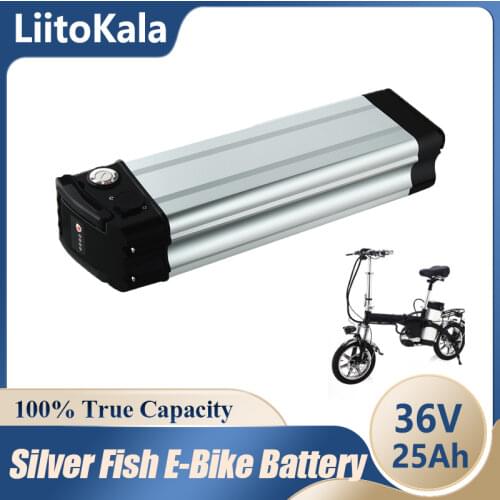 LiitoKala 36V 12AH Silver fish style Electric Bike battery 36V 500W lithium battery with Aluminum case