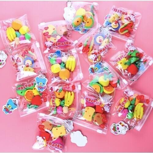 Cute bag eraser creative fruit and vegetable cake dinosaur eraser pupil prize