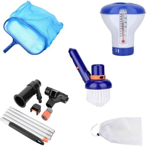 Swimming Pool Cleaning Tool Kit Portable Brush Dirt Suction Head Skimmer Leaf Catcher Bag Swimming Pool Cleaner Accessories