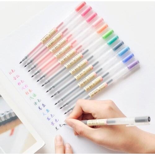 12Pcs Colorful Pen Set 0.5mm Gel Pen for Students Writing Art Drawing Pens Journaling Card Making Japanese Simple Natural Pen