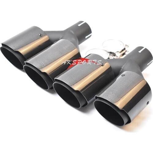 2PCS Universal Dual Glossy Black Carbon Fiber Exhaust Tip Matt Black Modified Exhaust Pipe Fiber Cover Muffler Tip For BMW M3