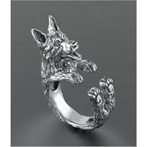 Drop shipping-3D Retro German Shepherd Ring