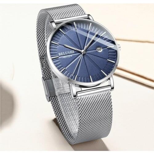 New Fashion Minimalist Men Watches 2021 Luxury Brand Silver Blue Watch Men Business Quartz Male Watch Waterproof Reloj Hombre