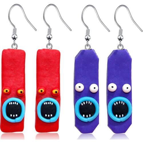 New Design Handmade Polymer Clay Cute Face Earrings Fashion Jewelry Geometry Drop Dangle Earrings For Women Girl Kids Gift