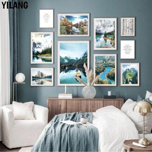 Nature Scenery Poster Wall Art Canvas Painting Nordic Mountain Lake Landscape Picture Home Decor Print For Living Room Design