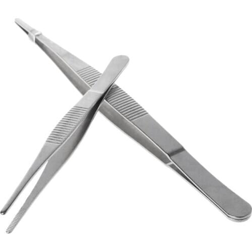 Toothed Tweezers Barbecue Stainless Steel Long Food Tongs Straight Home Medical Tweezer Garden Kitchen BBQ Tool 5 Sizes