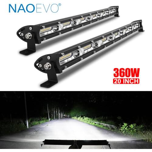 NAOEVO Ultra Slim LED Lights Bar 20" inch OffRoad Single Row led Work Lamp Flood 12V 24V Driving Fog Light For Auto 4X4 Jeep ATV