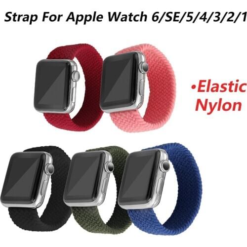 Strap For Apple Watch Elastic Loop Fabric Nylon Band Series 6/SE/5/4/3/2/1 Bracelet Blue Red Black Green Pink Color For iWatch