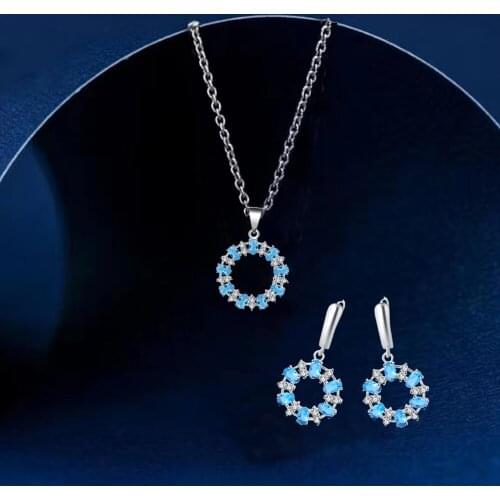 ROLILASON small fresh blue crystal inlaid earrings / necklace / pendant / classic business gifts female models JS799