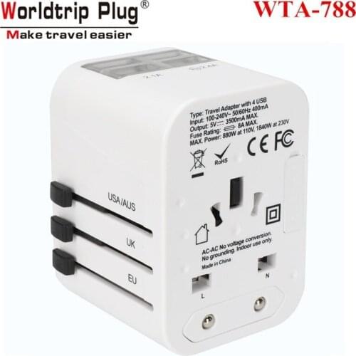 WorLdtrip Plug WTA-788 Converters 4USB 3.5A Conversion Plug Anti Electric Shock Multi-country Application Converter