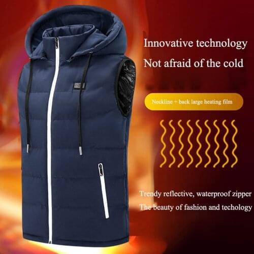 Thermal Warm Clothing Winter Sports Heated Vest M-4XL Solid Heated Jacket Hooded Men Women Coat Smart USB Shift Electric Heating
