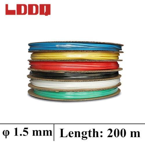 LDDQ 1.5mm 200m Cable Sleeve Heat Shrink Tube Shrinkage Ratio2:1 600&1000v Heat Shrink Tubing Seven Colors To Choose