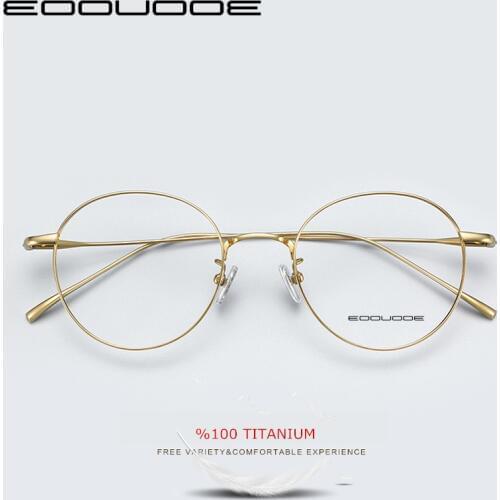 %100 Titanium Glasses Prescription Glasses Female Ultra Light 2019 Round Myopia Optics Denmark South Korea glasses Frame Mens