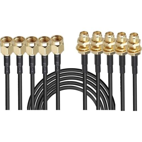 5-Pack 10Ft WiFi Antenna Extension Coaxial Cable RP-SMA Male to RP-SMA Female for WiFi LAN WAN Router Bridge Antenna