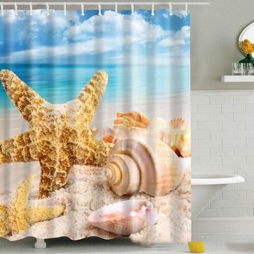 Beach Shells Bath Waterproof Printed Fabric Bathroom Shower Curtain in the Bathroom for Modern Accessory Bathroom Decor Product