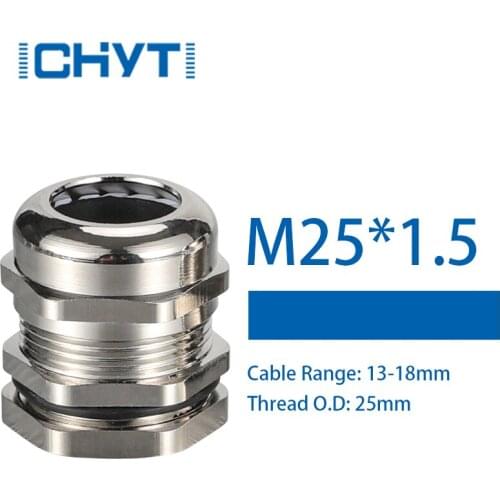 M25x1.5 Waterproof Zinc Alloy Nickel Plated Sealing Cable Gland 1piece Cable Entry IP68 For 13-18mm Metal Connector