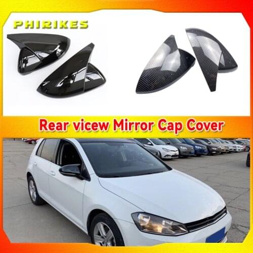 Black Horn Shape Side Wing Mirror Cover for VW Golf 7 MK7 7.5 GTD R GTI GTE VII Cap E-golf Sportsvan 2013 2018 2019 2020 replace