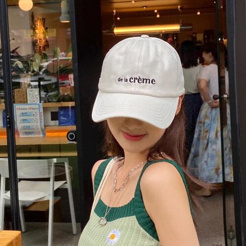 2021 Summer New French Alphabet Embroidery Baseball Hat Female Adjustable Casual White Cap