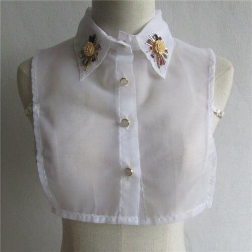 Ladies Detachable Lapel Shirt Fashion Black And White Top Dress Fake Collar Decoration 3D Three-dimensional Flower Accessories