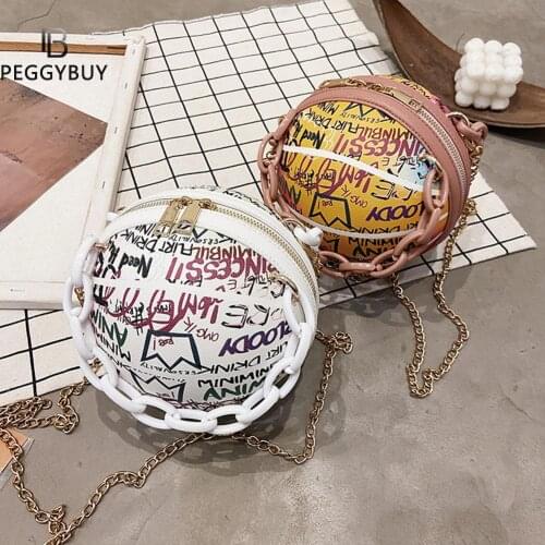 Alphabet Graffiti Basketball Crossbody Bags for Women 2021 Fashion Chain Womens Shoulder Handbags Letter Printing Ball Bags