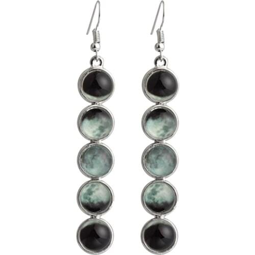 Women Dangle Earrings Vintage Cute Luminous Dome Moon Glass Beads Long Dangle Hook Earrings Jewelry Gift For Wedding Earrings Fo