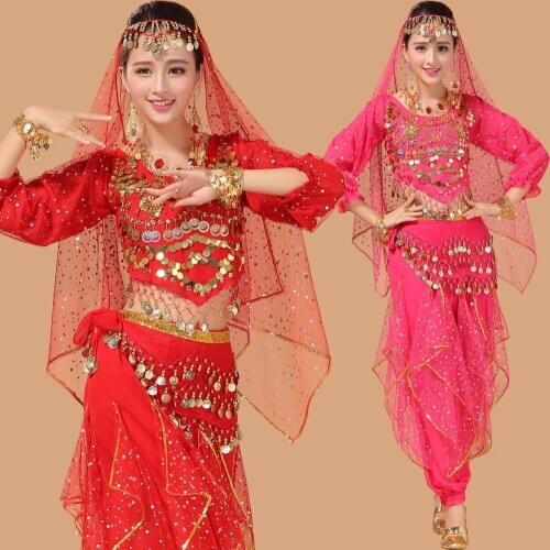 2018 New adult long sleeve Belly Dance Costume Bollywood Costume Indian Dress Bellydance Dress Womens Belly Dancing Costume Sets