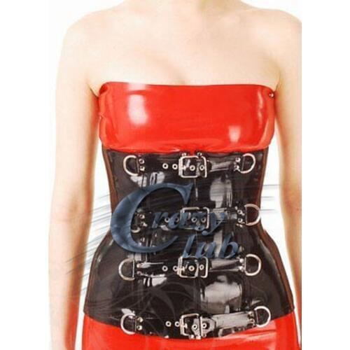 Crazy club_Women Latex Corsets Latex corset bondage on the forehead with D-rings custom latex waist fetish corsets cincher