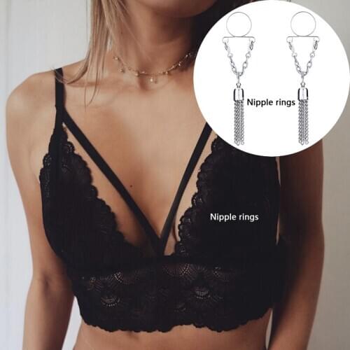 1Pair Non pierced Clip On Nipple Ring Piercing Nipple Jewelry Fake Nipple Shield Bohemian Tassel Dangle Body Jewelry Accessories