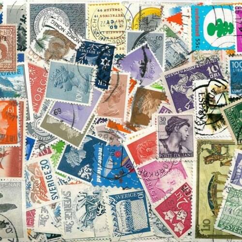 100 PCS Different Postage Stamps from World Collection Mixed Set Lot Used With Post Mark Condition Hand Account Sticker