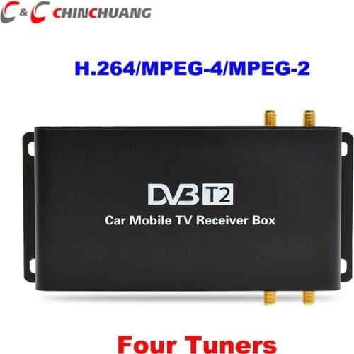 180-200km/h Car Mobile DVB-T2 4 Antennas 4 Mobility Chips DVB T2 Car Digital Car TV Tuner HD 1080P Receiver BOX for Car DVD