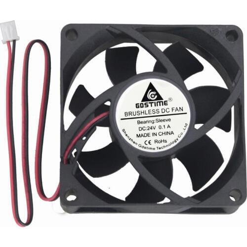Gdstime 2 Pcs 2Pin DC 24V 7025 70x70x25mm Machine Equiment Case Brushless Cooling Fan 70mm x 25mm 7cm