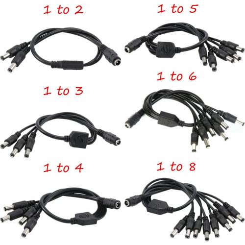 2.1*5.5mm 1 Female to 2 6 8 Male DC Power Splitter Plug Cable 1M-5M extended Line for CCTV security Camera power Supply adapter