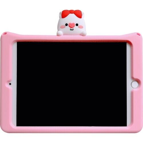 For Ipad Mini 1 2 3 4 5 7.9" Case Kids Lovely Piglet Shock Proof Non-toxic Safe Soft Silicon Tablet Shell Stand Cover Coque+pen