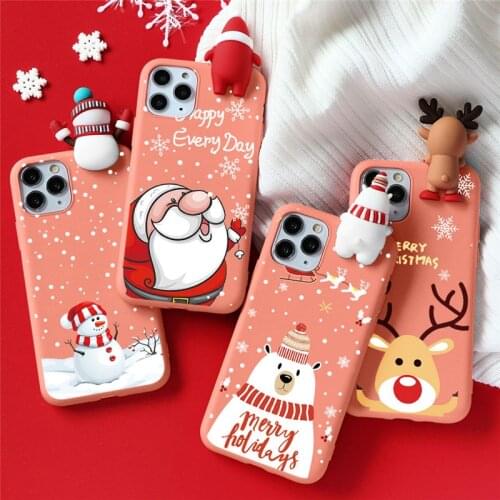 3D Christmas Reindeer Santa Claus Phone Case For iPhone 12 Mini 11 Pro Max XR X XS Max 6 6S 7 8 Plus 5 5S SE 2020 TPU Back Cover