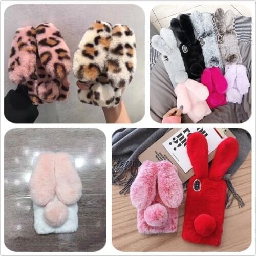 Rabbit Fur Case for Samsung galaxy J4 Plus 2018 J6 J5 J7 J2 Prime S10 S10E S10 Plus Lite Note 8 9 S8 S9 S7 S6 edge Bunny Case