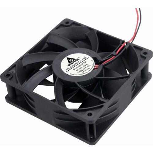 Gdstime 2 Pcs 12cm 24V Two Balls 120mm x 38mm 2Pin 5-inch CPU Cooler PC Case DC Cooling Fan 24 Volts 0.5A 4500RPM High Temp